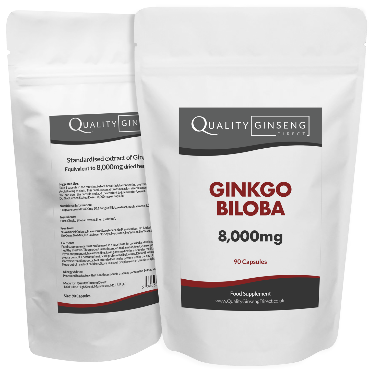 Gingko Biloba | 8,000mg Capsules | Size: 90 Capsules | Powerful Formula