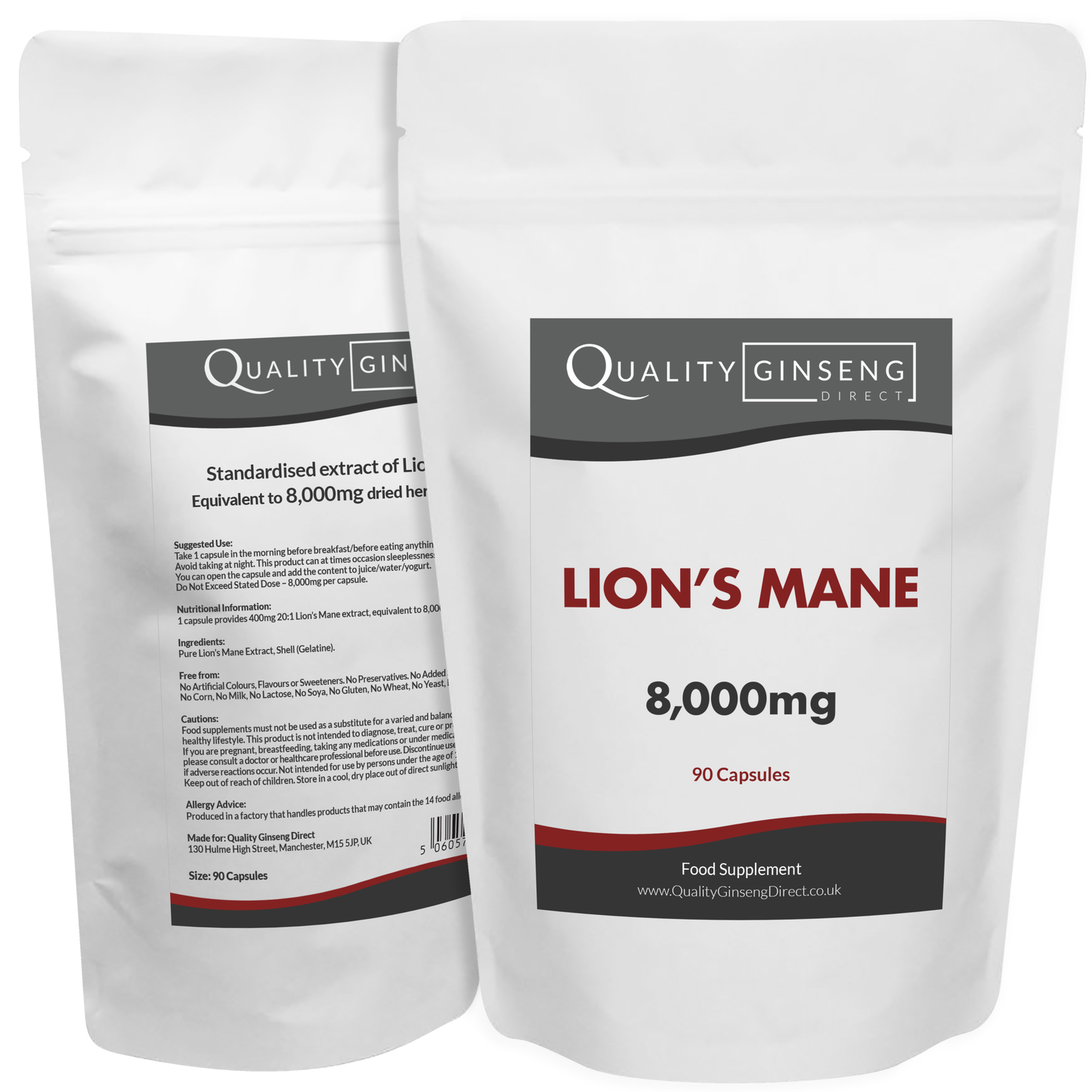 Lions Mane | 8,000mg Capsules | Size: 90 Capsules | Powerful Formula
