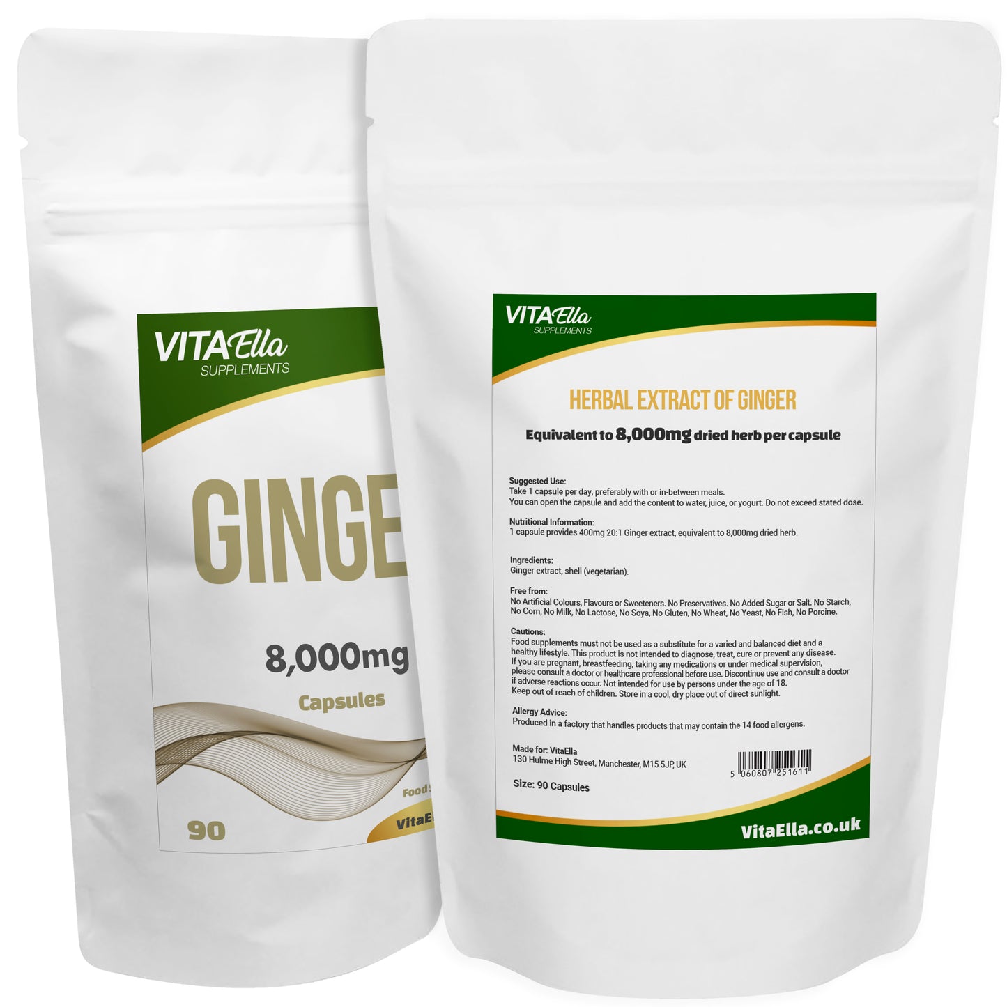 Ginger | 8,000mg Capsules | Size: 90 Capsules | Powerful Formula