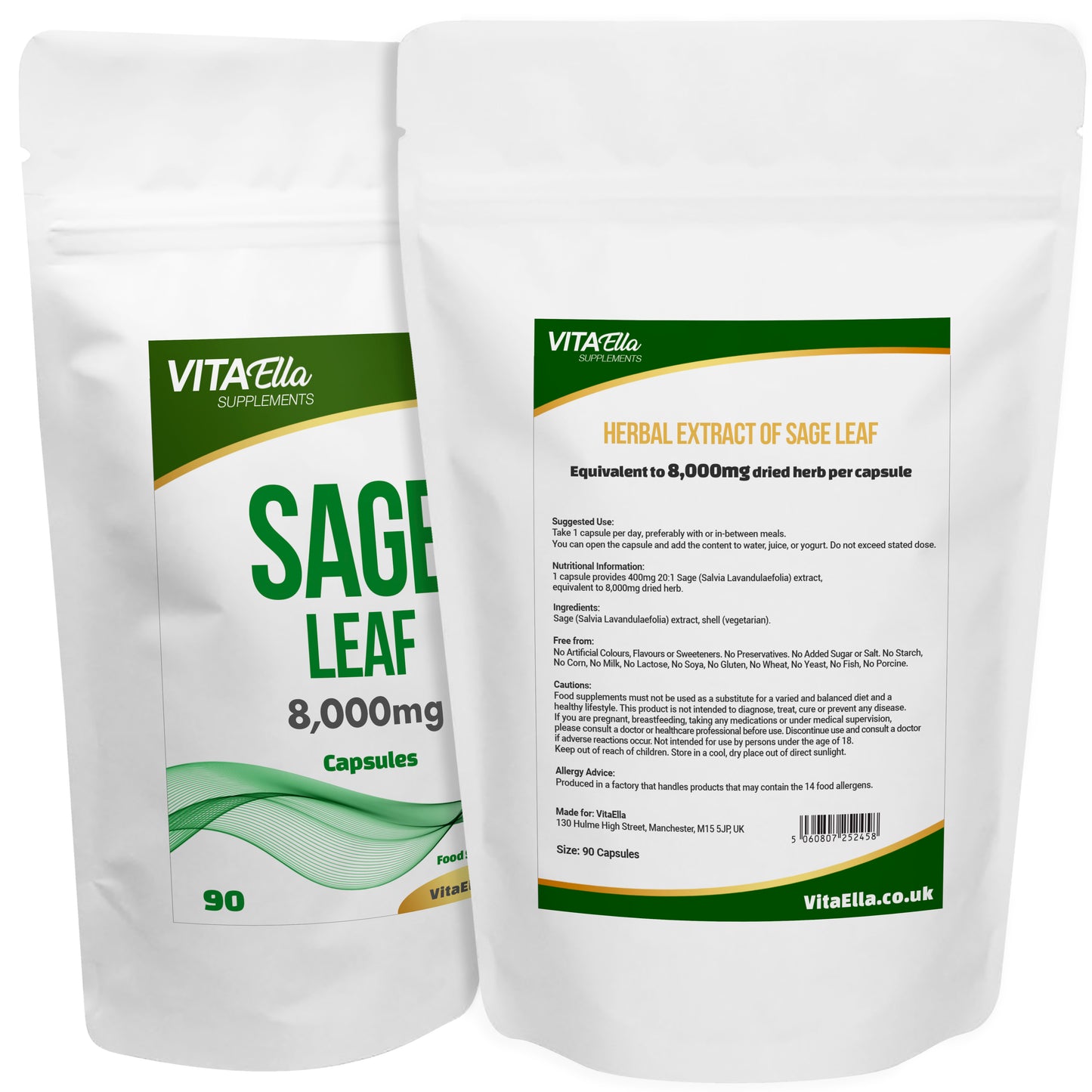 Sage Leaf (Salvia Lavandulaefolia) | 8,000mg Capsules | Size: 90 Capsules | Powerful Formula