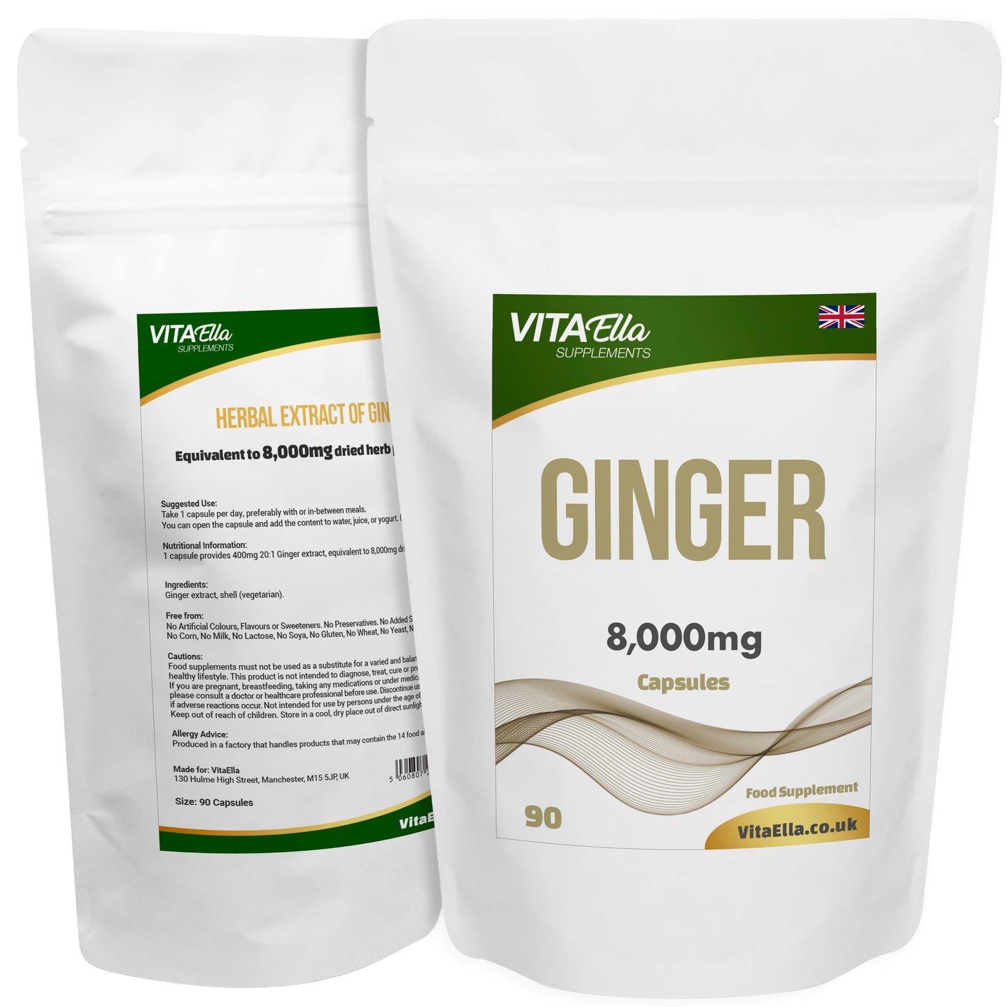 Ginger | 8,000mg Capsules | Size: 90 Capsules | Powerful Formula