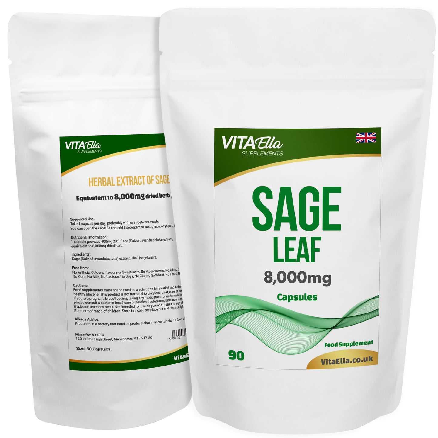 Sage Leaf (Salvia Lavandulaefolia) | 8,000mg Capsules | Size: 90 Capsules | Powerful Formula