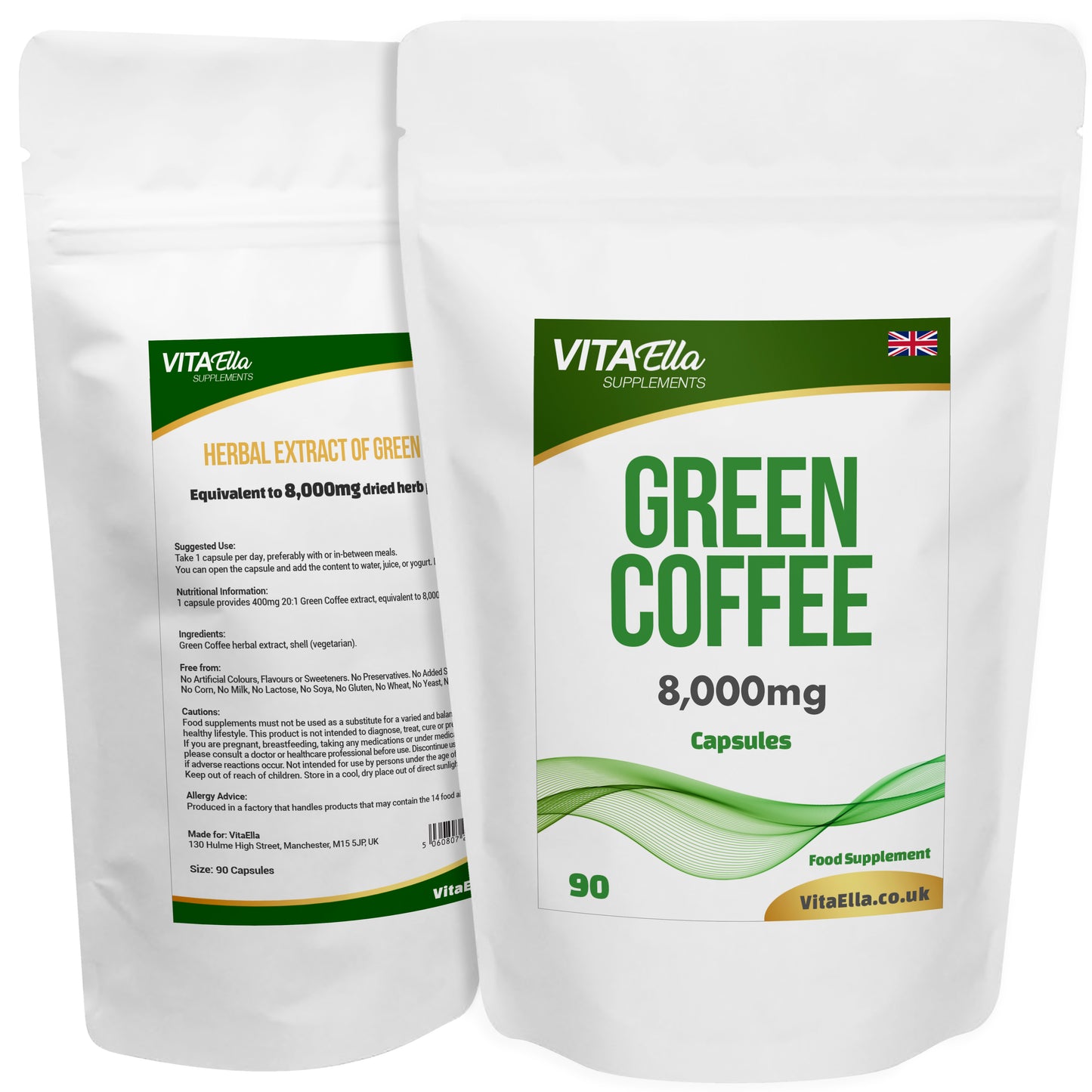 Green Coffee Bean | 8,000mg Capsules | Size: 90 Capsules | Powerful Formula