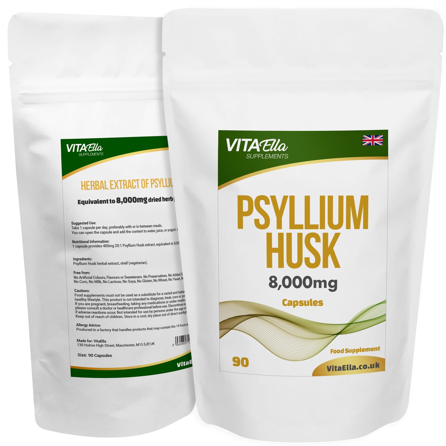 Psyllium Husk | 8,000mg Capsules | Size: 90 Capsules | Powerful Formula