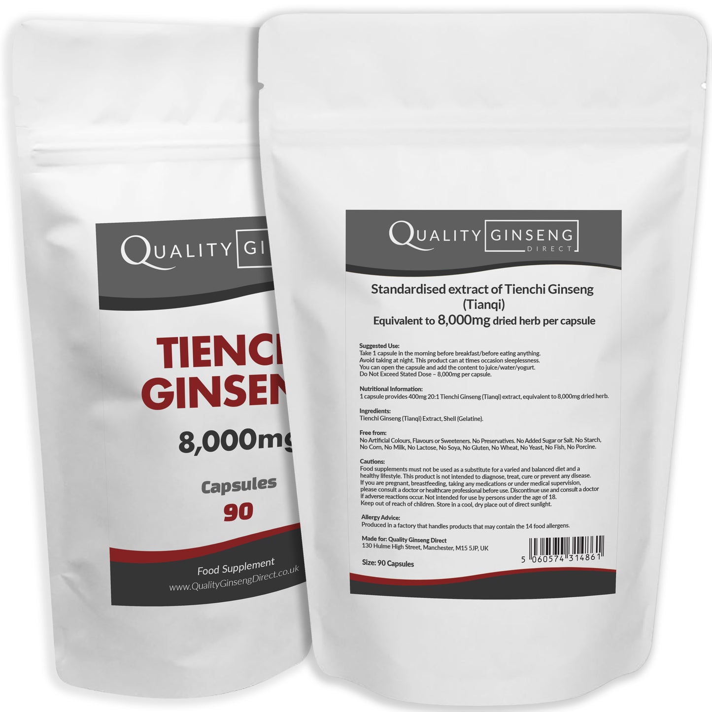 Tienchi Ginseng | 8,000mg Capsules | Size: 90 Capsules | Powerful Formula