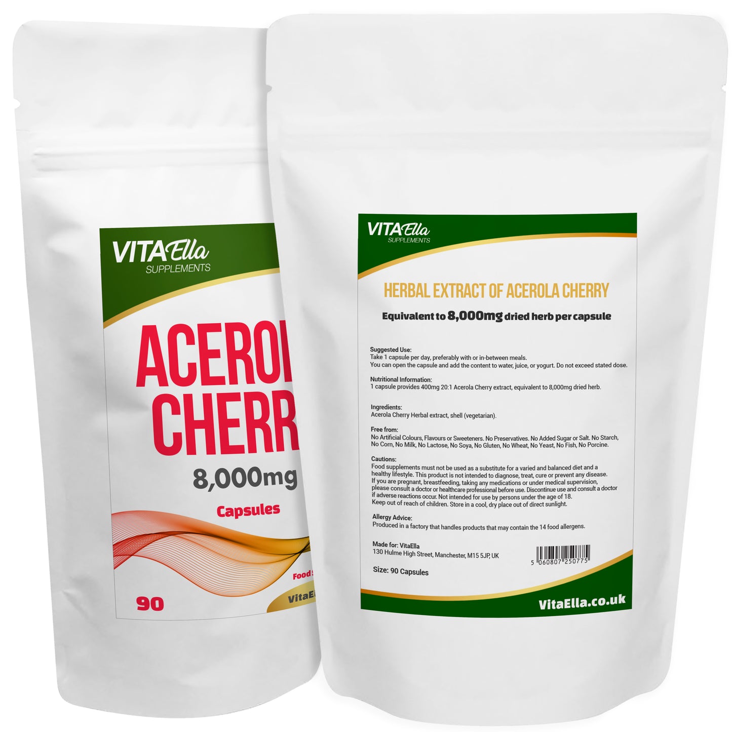 Acerola Cherry | 8,000mg Capsules | Size: 90 Capsules | Powerful Formula