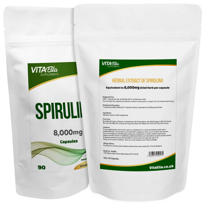 Spirulina  | 8,000mg Capsules | Size: 90 Capsules | Powerful Formula