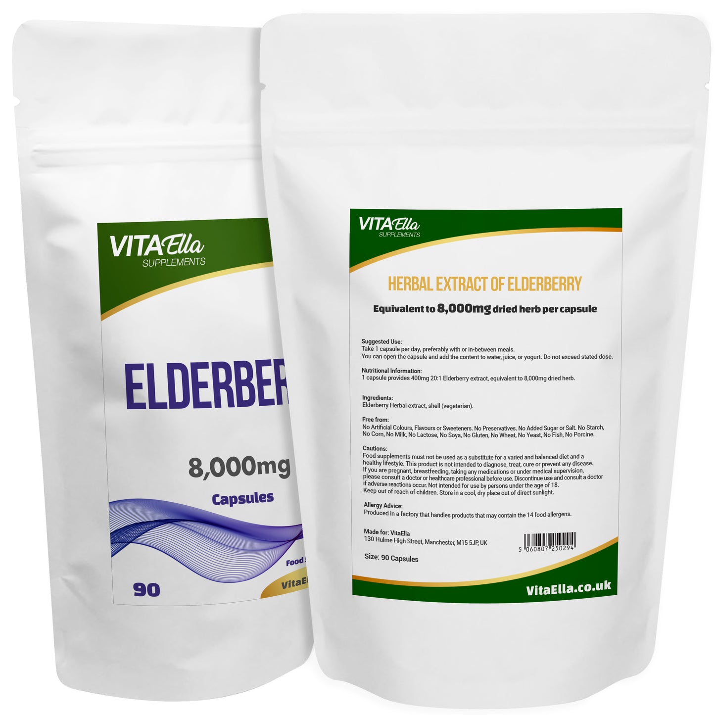 Elderberry  | 8,000mg Capsules | Size: 90 Capsules | Powerful Formula