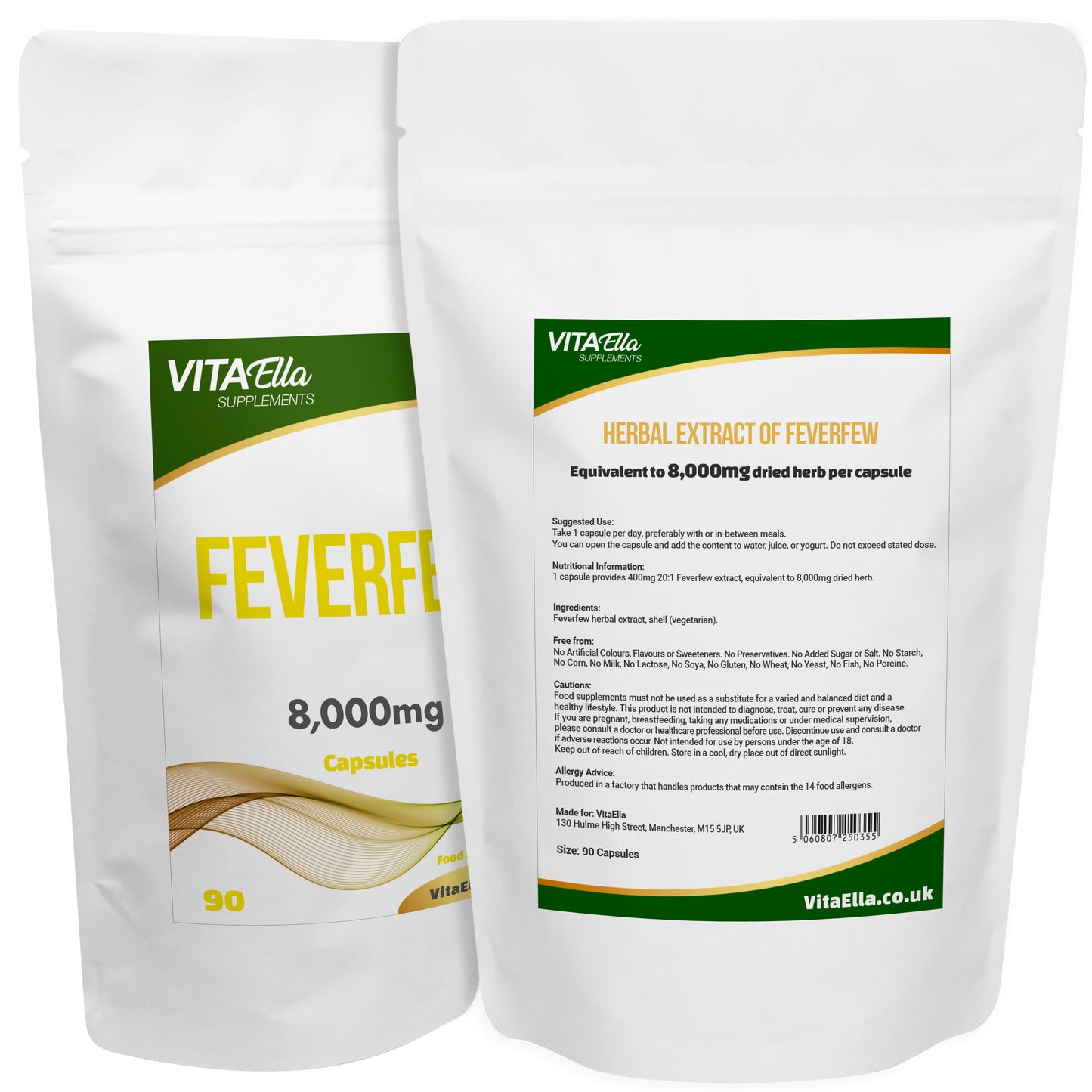 Feverfew  | 8,000mg Capsules | Size: 90 Capsules | Powerful Formula