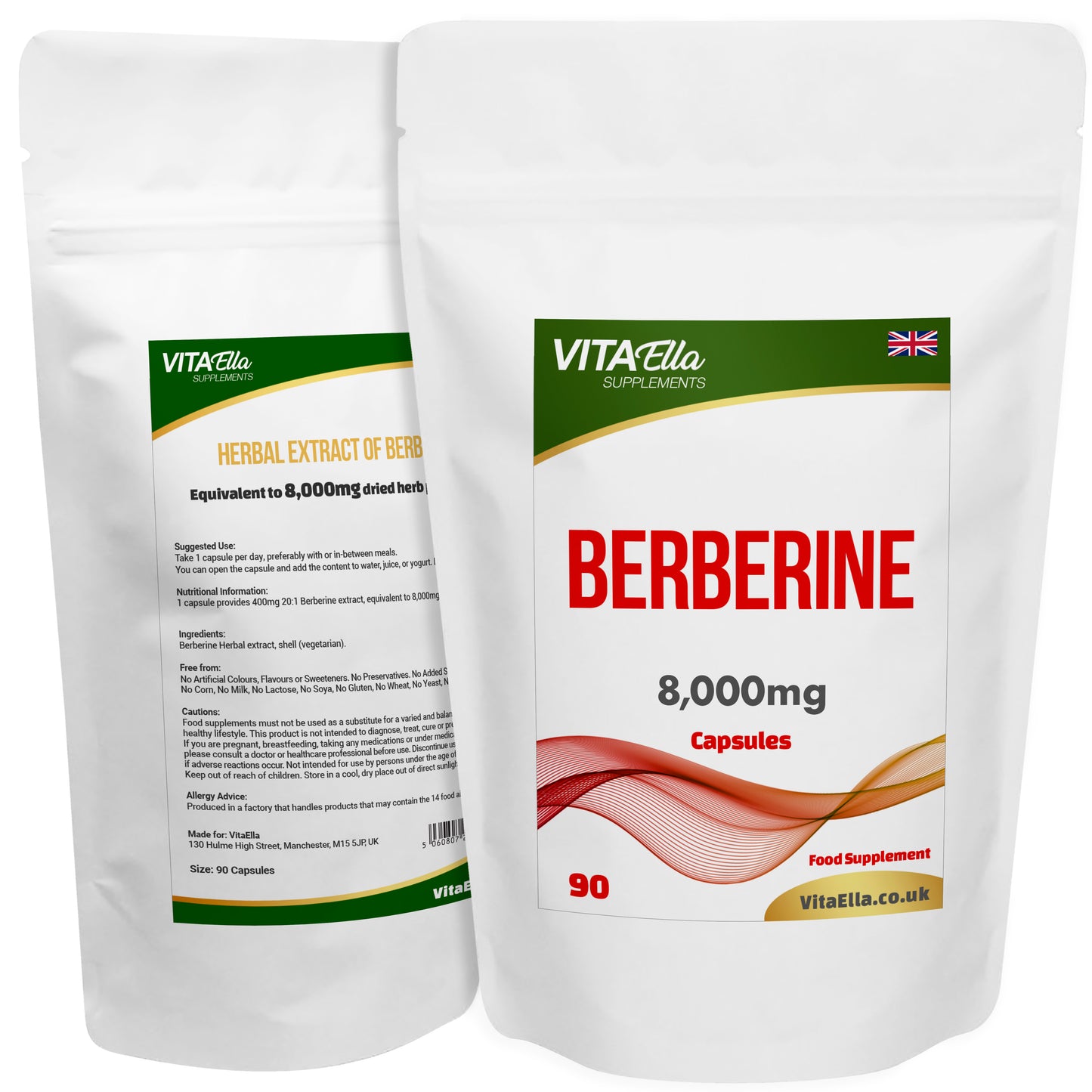 Berberine  | 8,000mg Capsules | Size: 90 Capsules | Powerful Formula