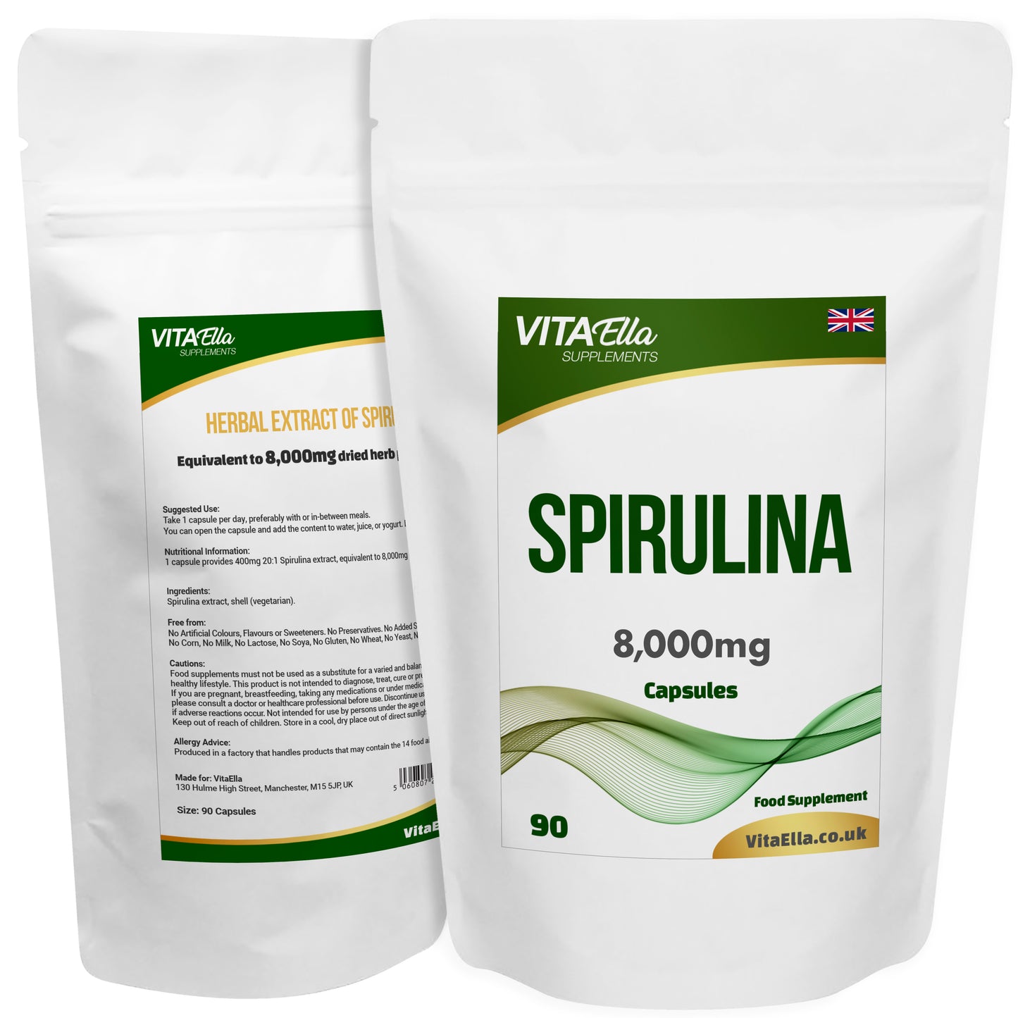 Spirulina  | 8,000mg Capsules | Size: 90 Capsules | Powerful Formula