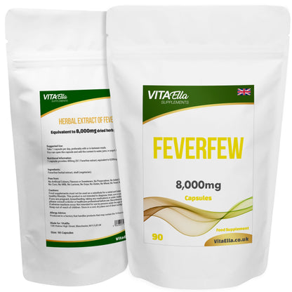 Feverfew  | 8,000mg Capsules | Size: 90 Capsules | Powerful Formula